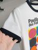 Women's Geometric Color-Block Short-Sleeve T-Shirt - Round Neck, Casual Summer Top with Trendy Letter Design
