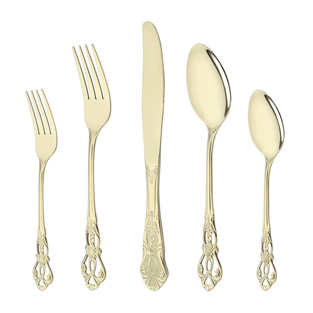 5pcs/set Rainbow Tableware Set Stainless Steel Dinnerware Royal Knife Dessert Fork Spoon Flatware Cutlery Set Western Silverware Set for 1