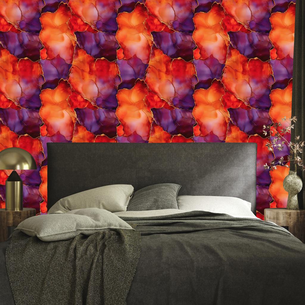 Ink Red, Peach and Burgundy Wallpaper 50x1000