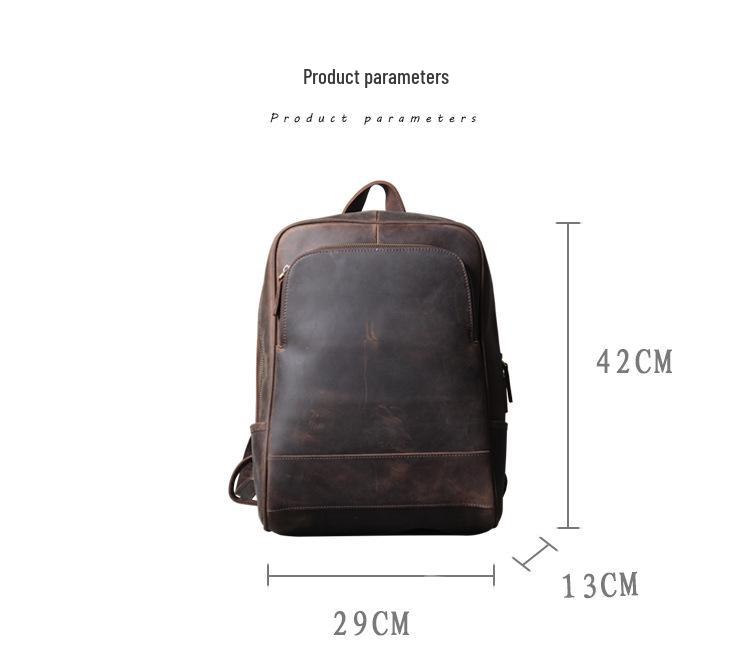 Sivok Retro Men's Genuine Leather Cowhide Laptop Backpack