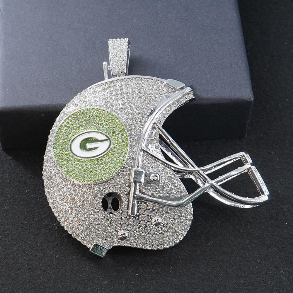 Green Bay Packers Football Helmet Alloy Pendant Necklace