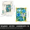 651PCS Preserved Flower Photo Frame Building Blocks Blue White Rose 3D Puzzle Toy DIY Model Bricks Flower Kids Holiday Gifts
