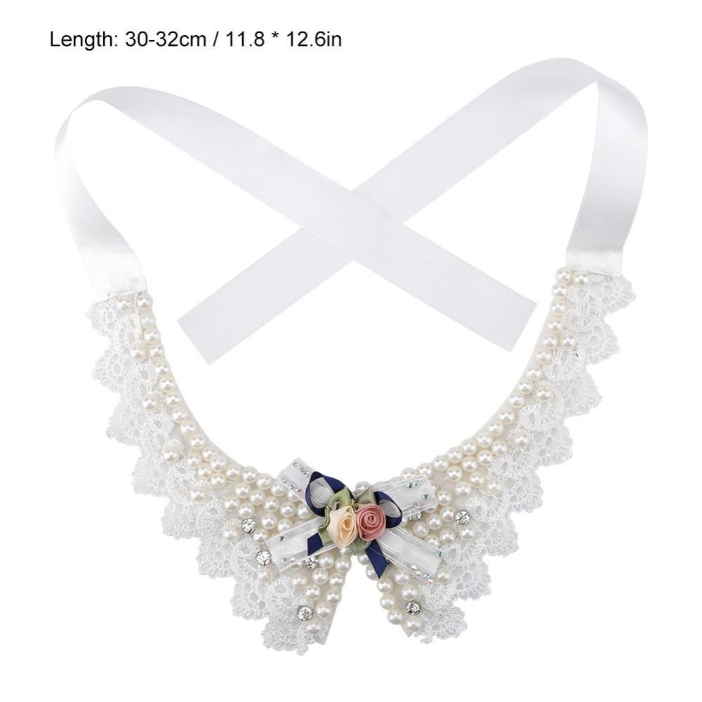 Bow Shape Pet Necklace Soft Liner Dog False Neck Band Pearl Bow Neck Band  Small Medium Breed