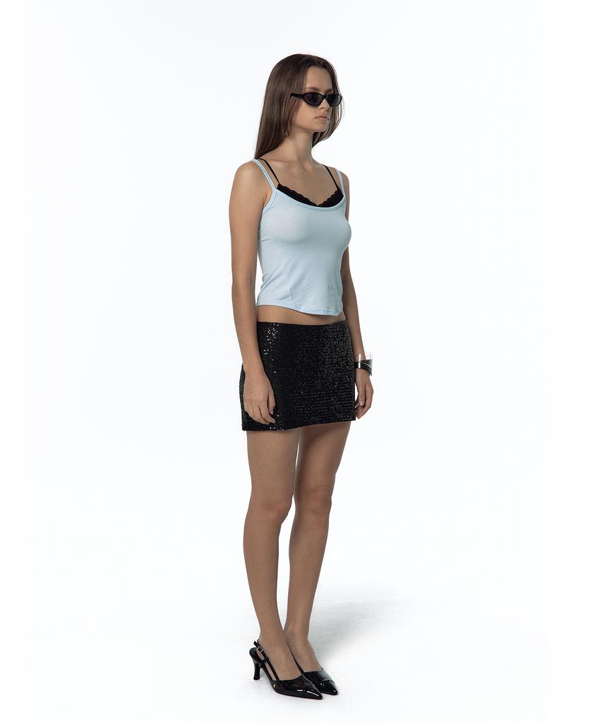 Kasiko Spangle Mini Skirt Black