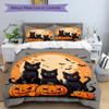 3pcs Halloween Night Black Cats Quilt Cover Set (1 Quilt Cover + 2 Pillowcases Without Pillow Core), High-Definition Printing for Home and Dormit