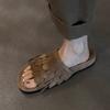 Summer Fringed One-line Slippers High-end Casual Shoes Comfortable Flat Flip-flops