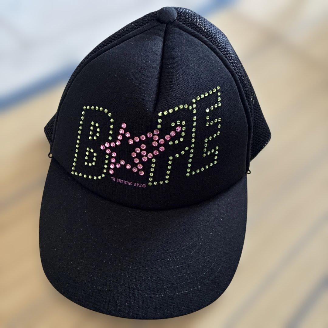 Used A BATHING APE BAPE rhinestone mesh cap