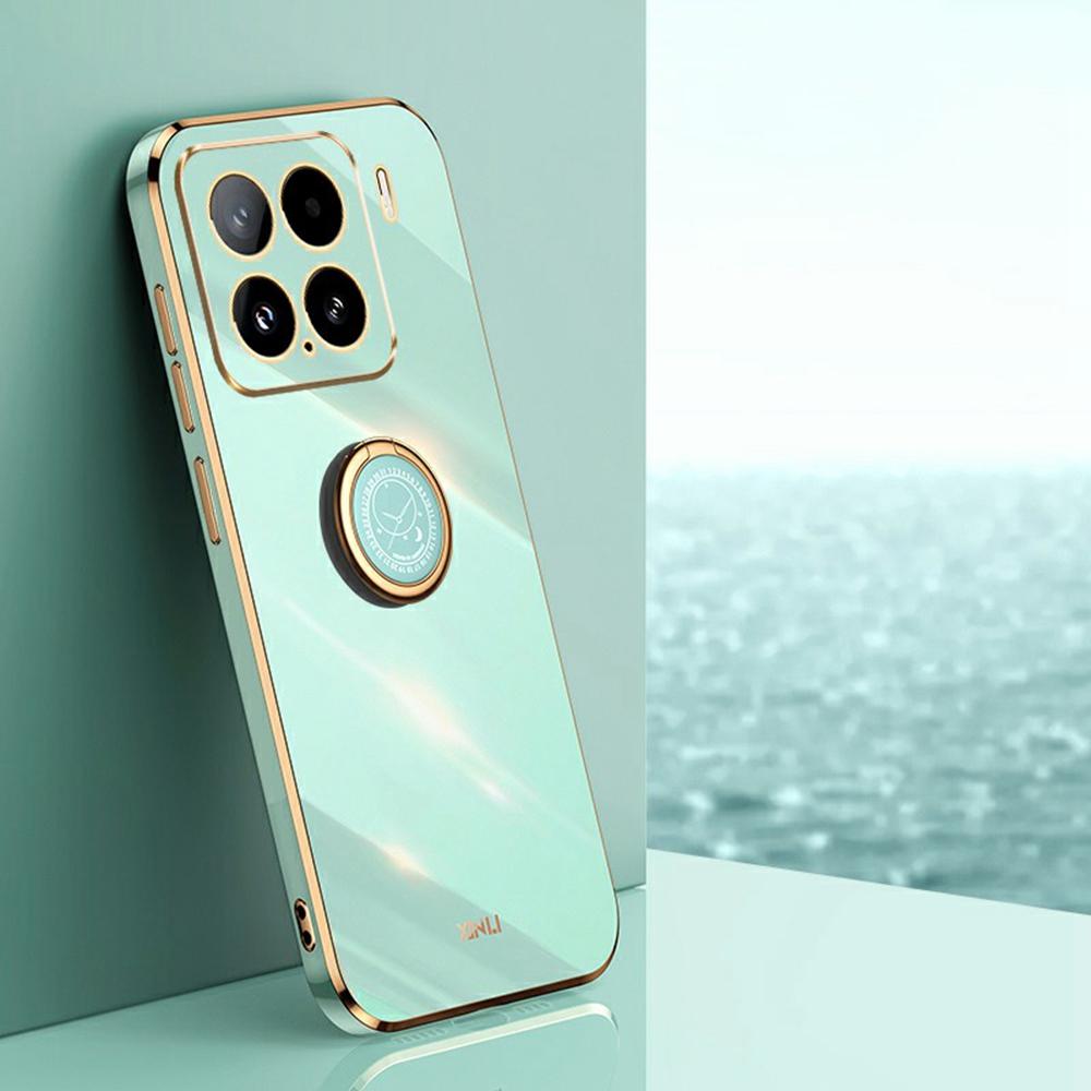 

For Xiaomi 15 Case Ring Kickstand Electroplating TPU Phone Cover Pink