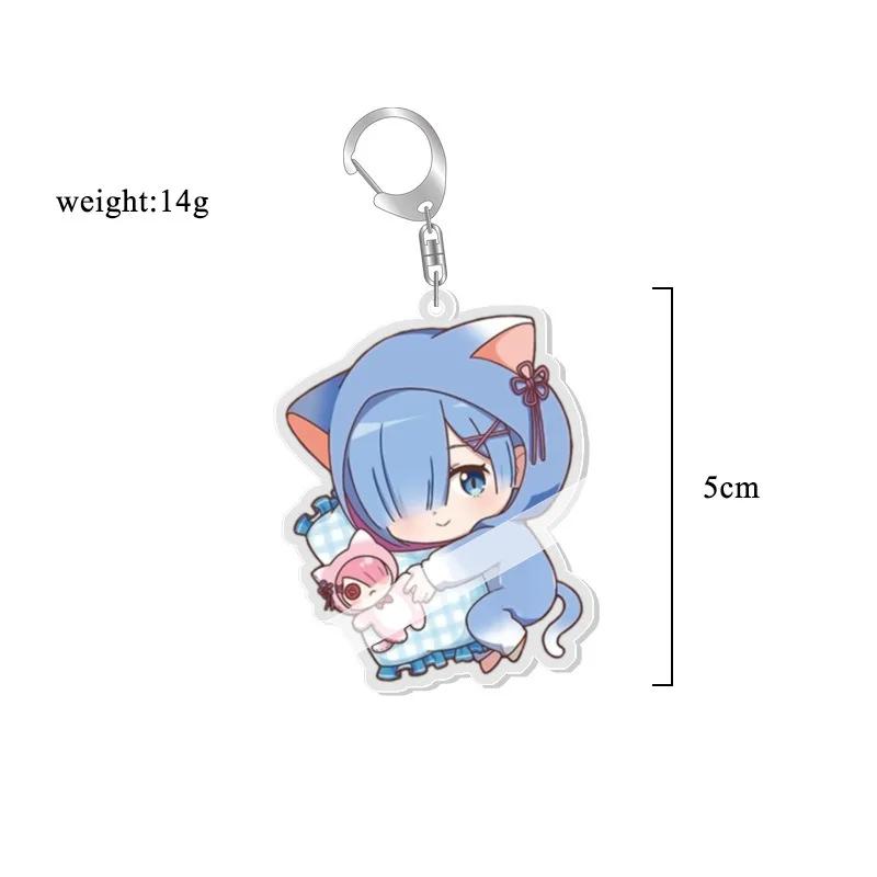 Anime Re:life in a Different World from Zero Schlüsselanhänger Kawaii Rem Ram Acryl Schlüsselanhänger Cartoon Figuren Anhänger Cosplay Schmuck