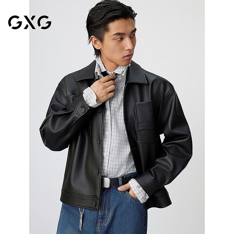 

Мужская куртка GXG в стиле ретро из искусственной кожи с тиснением, с карманом и лацканами L
