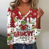 Women's Cute Sweatshirt Knitted Fashion Casual V-neck Long-sleeved  Cozy Print Top