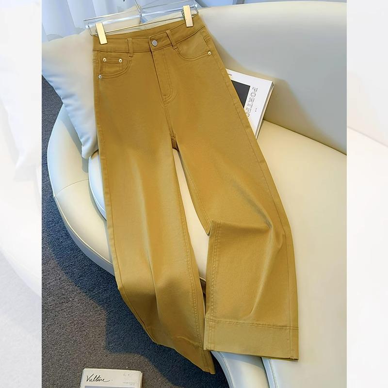 

Yellow High-End Slimming Wide-Leg Jeans for Women - Spring/Autumn 2025 Fashion, Nine-Point American Straight Fit 31/3XL: 135-145 Jin