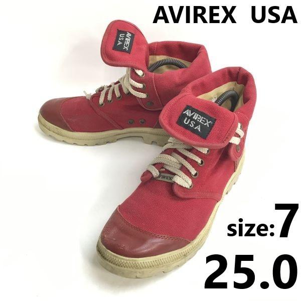 

AVIREX USA short boots high cut sneakers 7 25 red