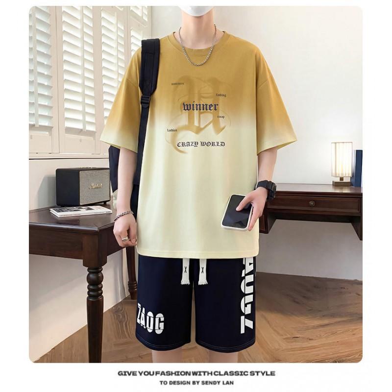 Cooling Cotton Short Sleeve T-Shirt Shorts Set Teen Boys Sportswear Casual Outfit