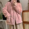 Lamb Wool Coat Women Winter Thick Imitation Otter Rabbit Hair Loose Plush Horn Buckle Round Collar W All-match Student
