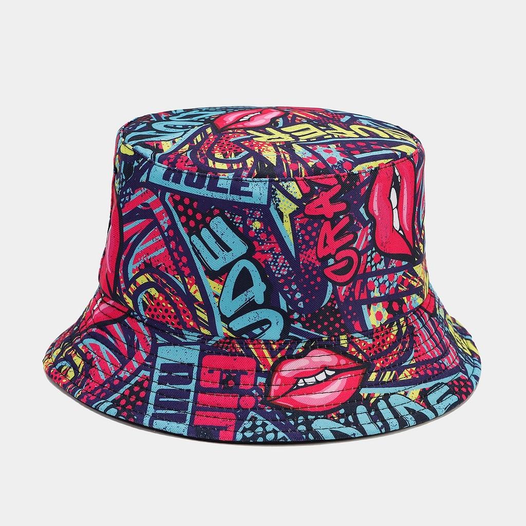 Graffiti Letter Fisherman Hat With Wide Brim For Summer Sun Protection