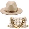 Hat For Women Autumn Winter New Party Jazz Fedora Hats With Fashion Luxury Oversized Chain Accessory Bag Two-piece Set
