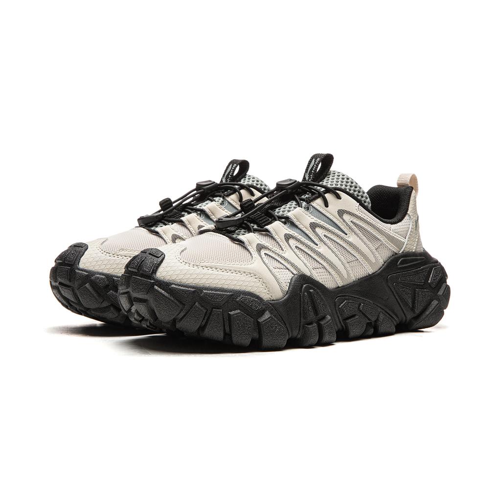Li Ning Sand Dune Cushioning Slip Resistant Abrasion Resistant Support Low top Outdoor Shoes Women's Gravel White Gray AGCW094-1