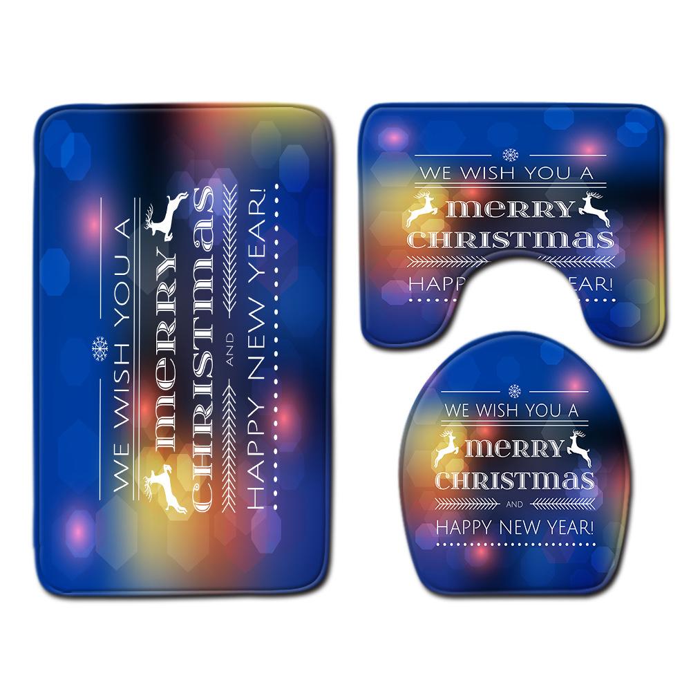Christmas Bathroom Floor Mat Toilet Three-Piece Set
