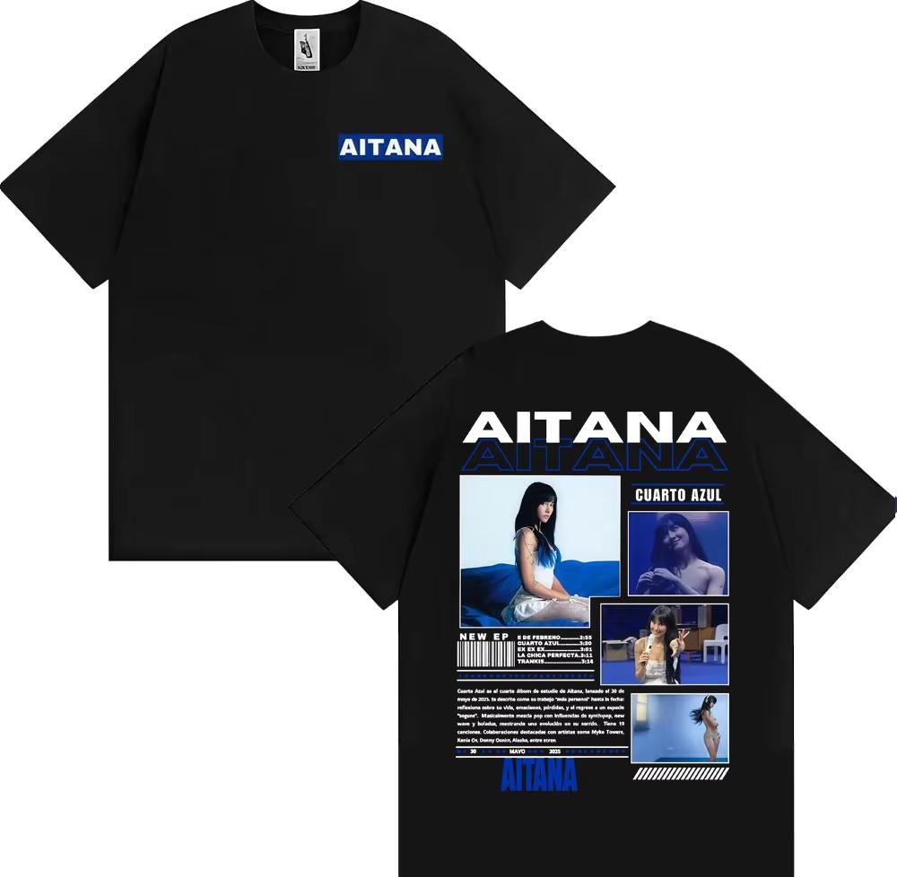 Singer Aitana Cuarto Azul Album 2025 Tour T Shirt Men Women's Fashion Aesthetic Short Sleeve T-shirts Casual Male Cotton T-shirt