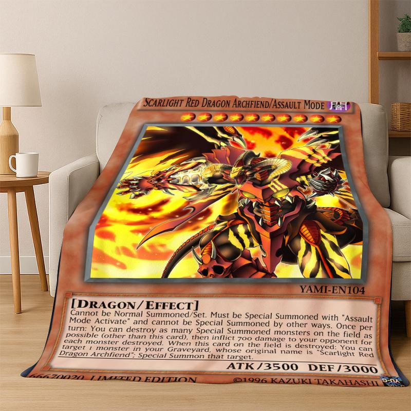 Anime Yu-Gi-Oh Monster Card Cartoon Flannel Blanket Soft Warm Blanket Throw Blanket for Bedroom Living Room Bed Picnic Kid