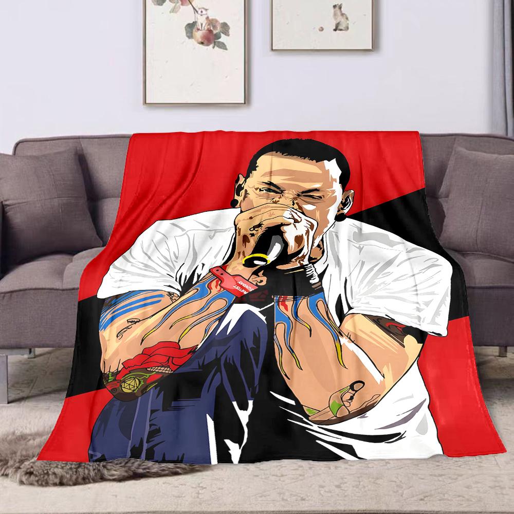 Singer Illustration with Tattoos Patterned flannel blanket perfect for the bedroom living room, sofa, or a little nap