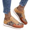 New thick-soled low-top lace-up leopard print sneakers women's large-size splicing casual shoes