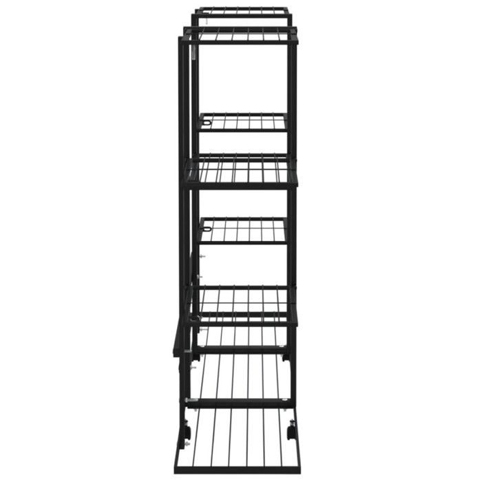 343121 vidaXL Jardinière avec roues 94,5x24,5x91,5 cm Noir Fer