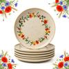PLATES 6 pcs LARGE DINNER PLATES 27cm CERAMICS WILD FLOWERS POPPIES