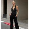 European and American Sexy Backless Halter Top Trousers Set Hanging Neck Vest and Pants Set