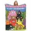 Coperta in Pile Corallo Barbapapa Morbida e Carina con Disegni Animati per Divano, Viaggio, Biancheria da Letto Leggera