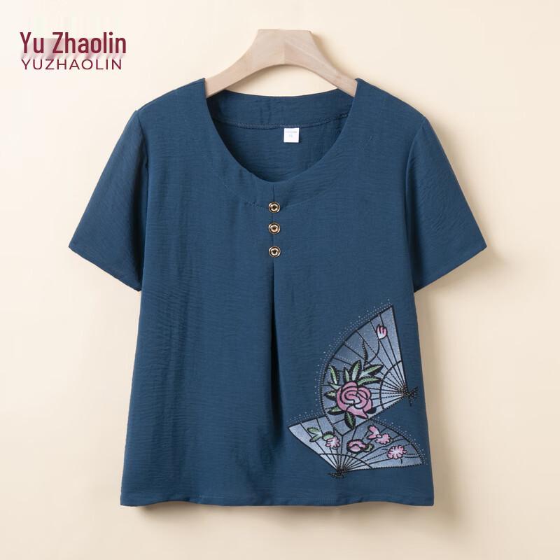 YUZHAOLIN Women s Summer Large Floral Short Sleeve T-Shirt 2XL