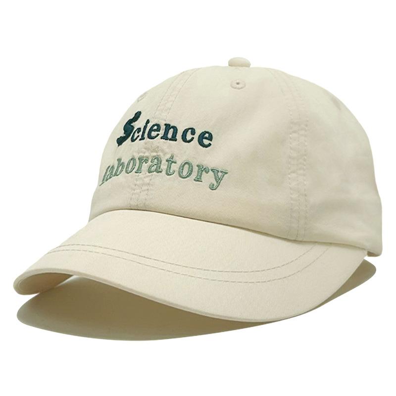 Small Baseball Hat with Wide Brim Showing Face for Women's Temples Hat Spring and Summer Sun Protection Pure Cotton Soft Top Embroidered Baseball Hat