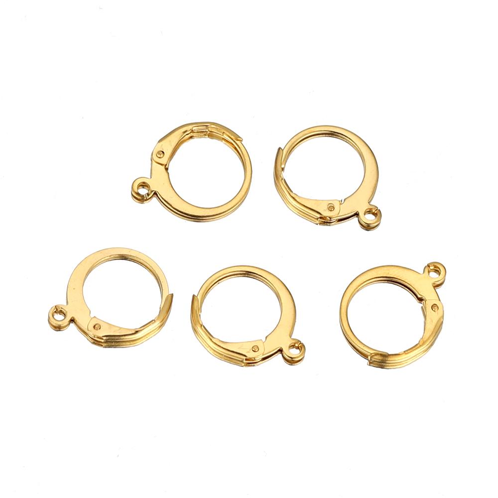 20pcs Gold Color Stainless Steel Round Leverback Earwire Hoop Earrings Findings DIY Women Earrings Connector Jewelry Making