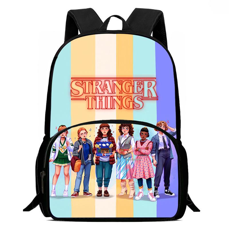 Stranger Things Printed Backpack Stranger Things5 Student School Bag Cartoon Lightweight Front Bag Backpack