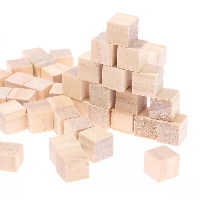 100pc Gift DIY Unfinished Blank Mini Wooden Square Solid Cubes Woodwork Craft Perfect Gift For Birthdays Holidays Christmas