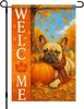 Thanksgiving Fall Garden Ag 12x18 Inch Welcome French Bulldog Dog Outdoor Ag Double Sided Autumn Yard Banner with Pumpki PPZ