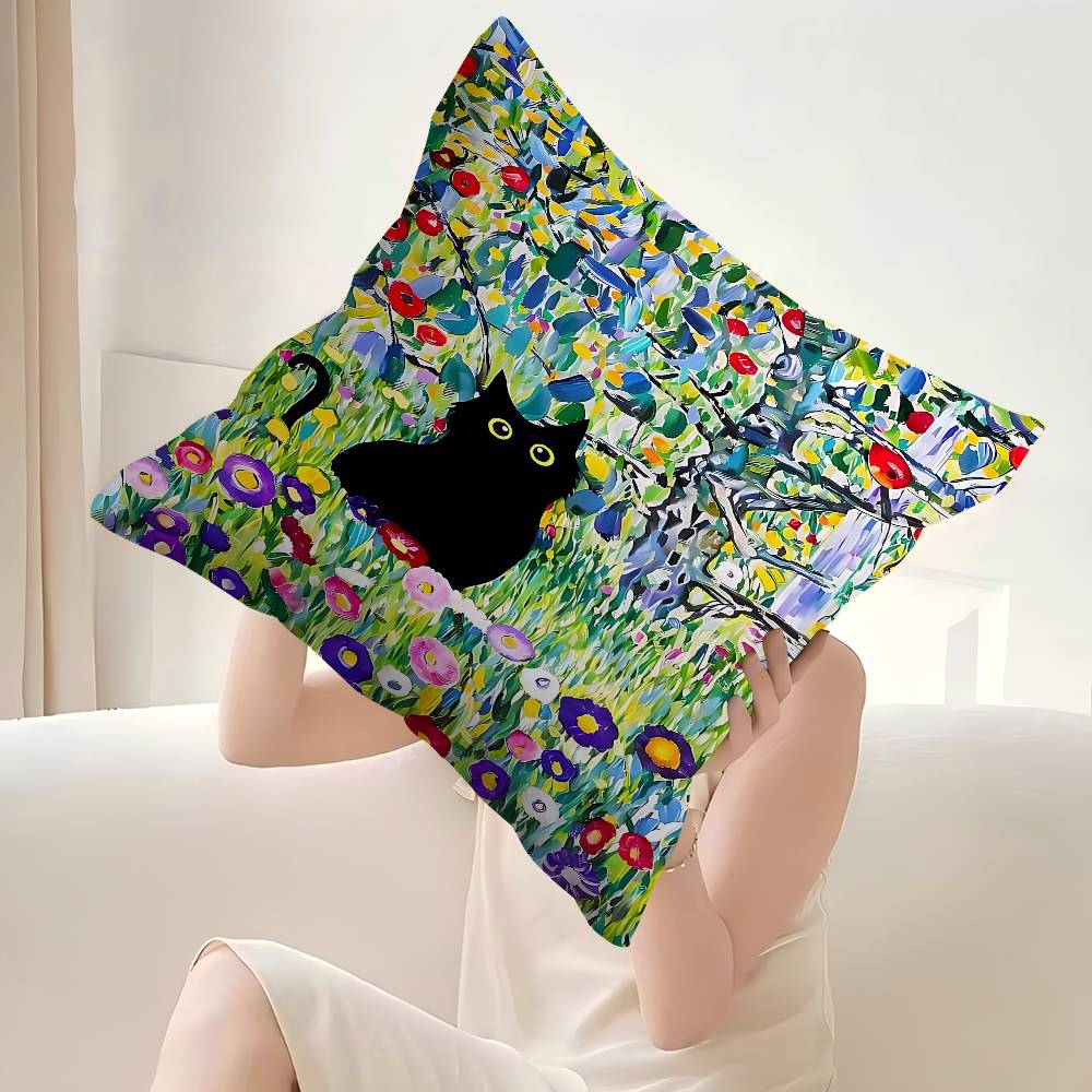 Claude Monet Interesting Cute Black Cat Cushion Cover Car Throw Pillow Case For Sofa Car Christmas Gift Xcm Xcm