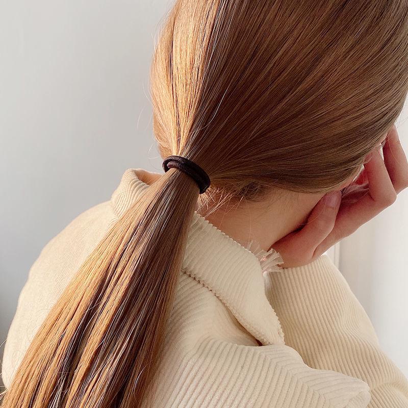Black Extra Thick High Elastic Hair Scrunchie - Durable, No Damage Women's Ponytail Band