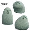 Blue Sandstone Statue Cute Stone Primitive Man Figurine Funny Stoneman Carving Face Home Atmosphere Enhancer Decoration for Garden Decor Fish