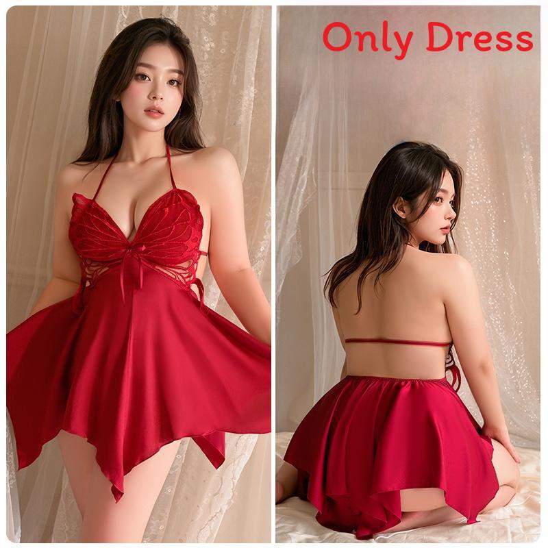 Satin Sleepwear Set For Women With Vneck Sleeveless Short Dress For Lounge And Sleep