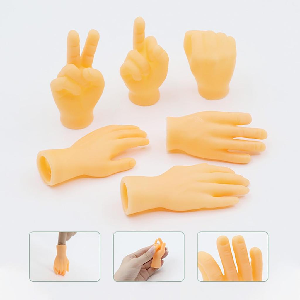 Roliga Händer, Set med 6 Små Händer, Fingerdockor, Handmodeller, Handflatsformade Miniatyrfingrar, Kattpinnar, Leksaker för Katter, Roliga Leksaker för att Leka med Katter och