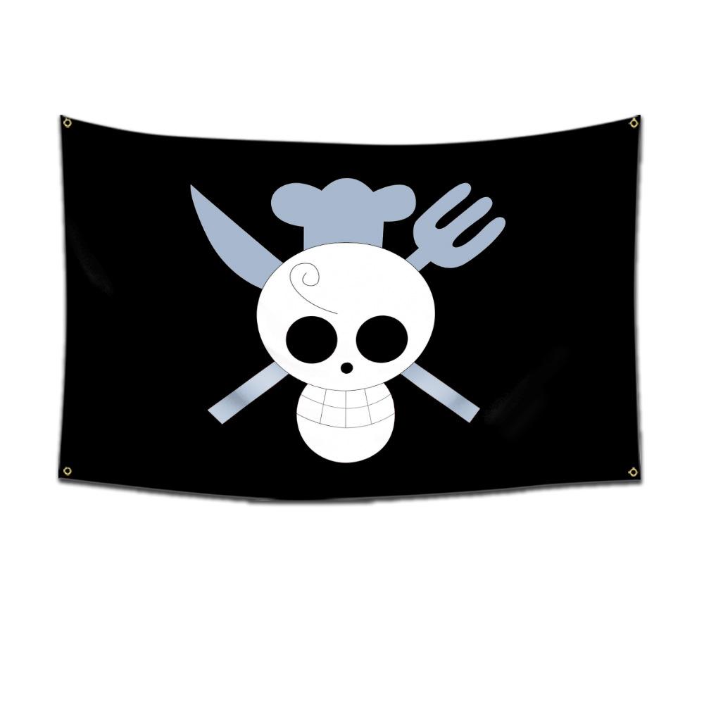 One Piece Anime Jolly Roger Muurdecoratie Banner Schilderen Speelgoed Cartoon Luffy Zoro Strooien Hoed Piraat Schedel Vlag Speelgoed Cadeau 60x90cm gray