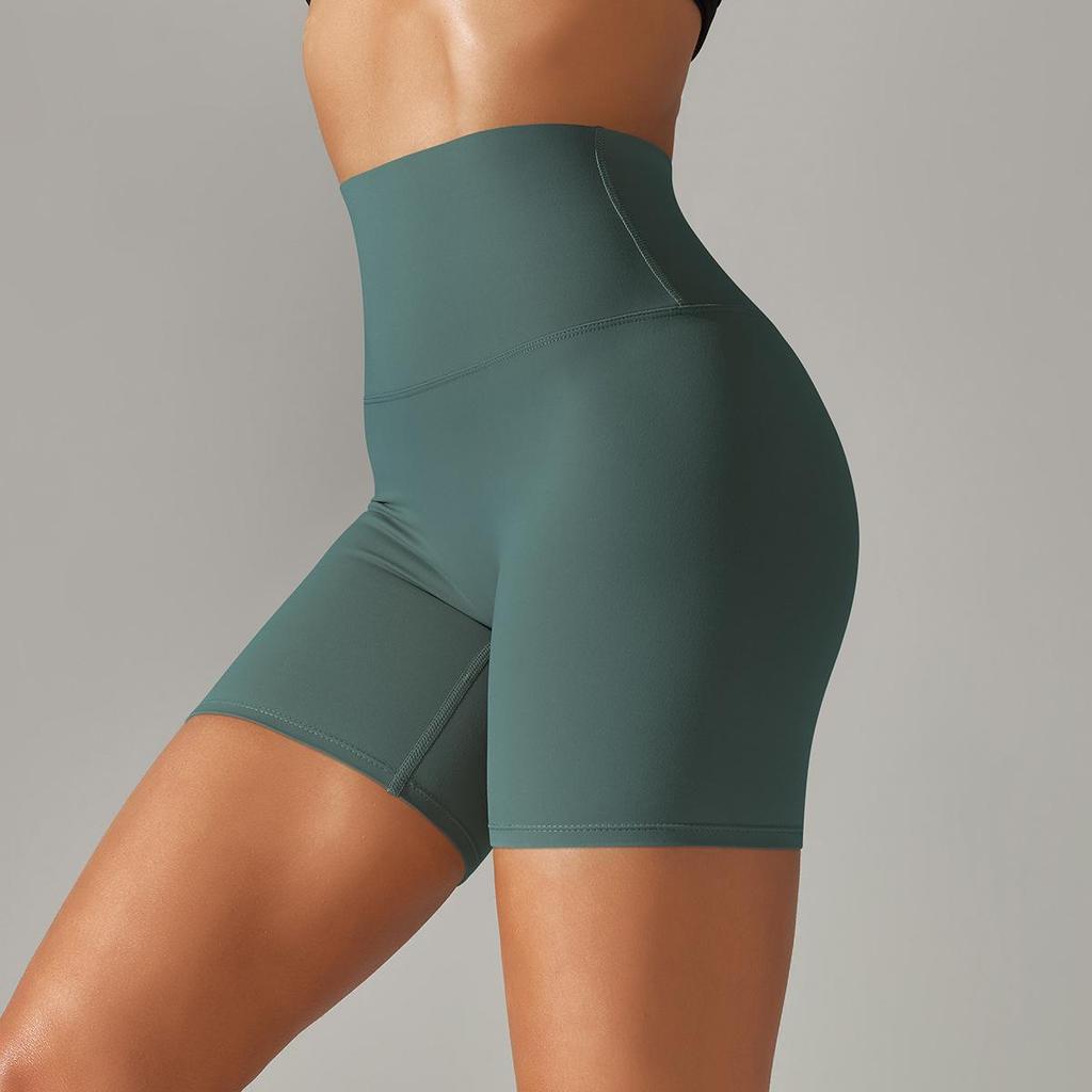 Europäische & Amerikanische Neue Nude Yoga Shorts – Damen Doppelseitig Gebürstet, Eng Elastisch, Dreipunkt, Pfirsich-Po Design.