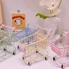 Girlish Pink Mini Supermarket Cart for Makeup Puff Storage & Photo Prop