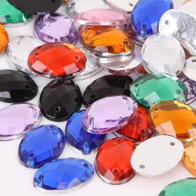 50pcs/Bag Crystal Flatback Rhinestones Oval Acrylic Beads Sew On Strass Crystal Stones For DIY Craft Clothes Decoration