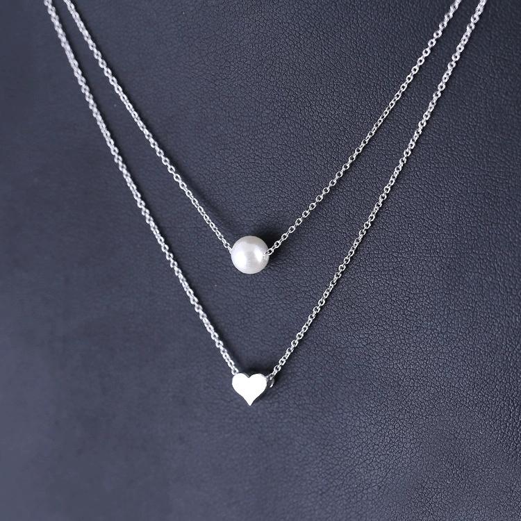 Simulated Pearl Heart Pendant Necklace 18K Golden PVD Plated Stainless Steel Jewelry Trendy Anniversary Women