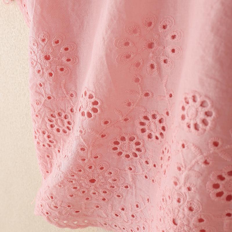 ZANZEA Women Casual Turn Down Collar Loose Half Sleeve Crochet Patchwork Blouse