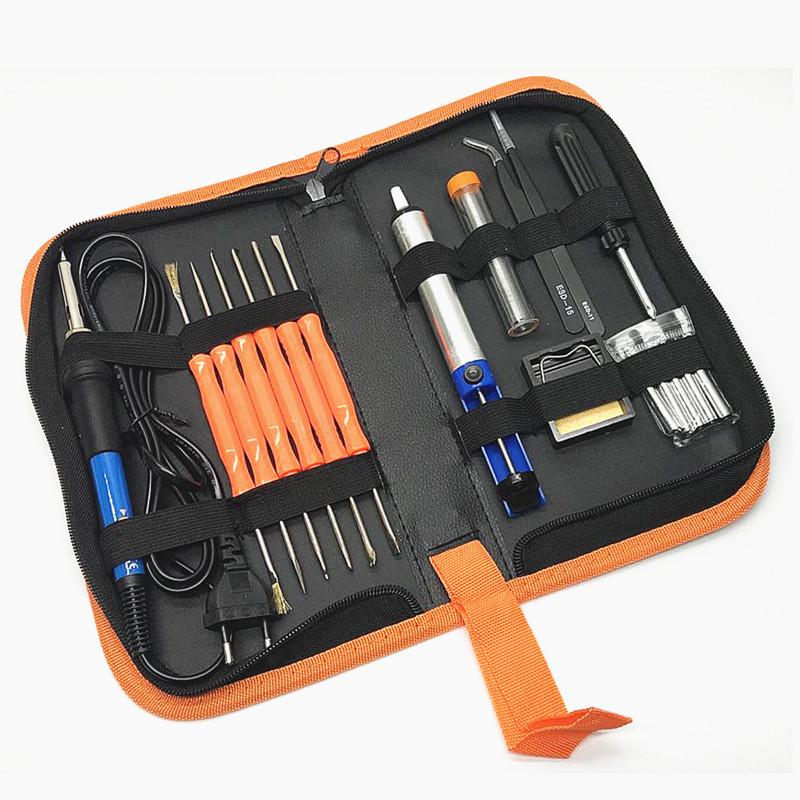 60W Electric Soldering Iron Set 19-Piece Kit with Adjustable Temperature for Home Repair 110V/220V Welding Function