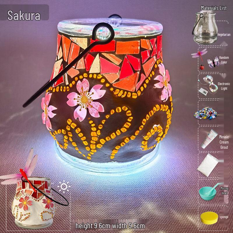 Glass Mosaic Candle Holder DIY Kit: Handmade Parent-Child Educational Toy for Children's Day